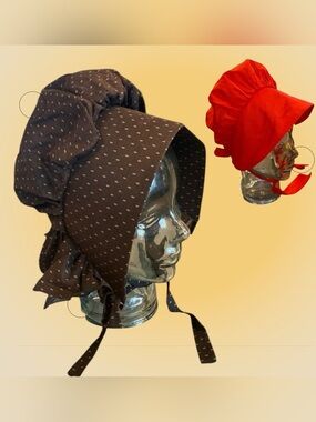 Vintage handmade Mother Daughter Prairie Bonnets  Amish Pilgrim Pioneer costume